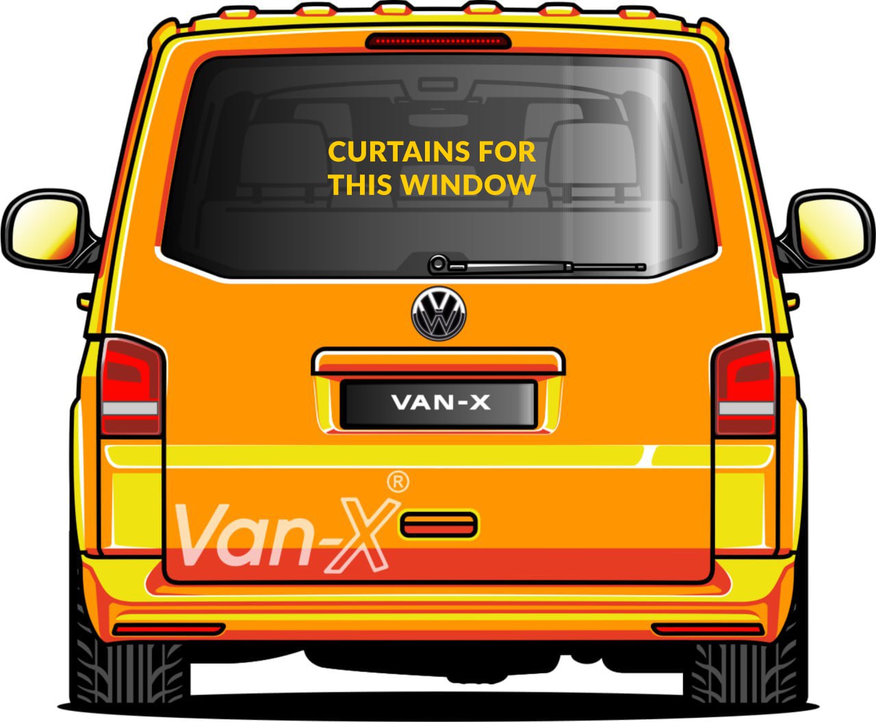 VW T5 Transporter Van Conversion Premium Curtains Van-X - Black/Grey