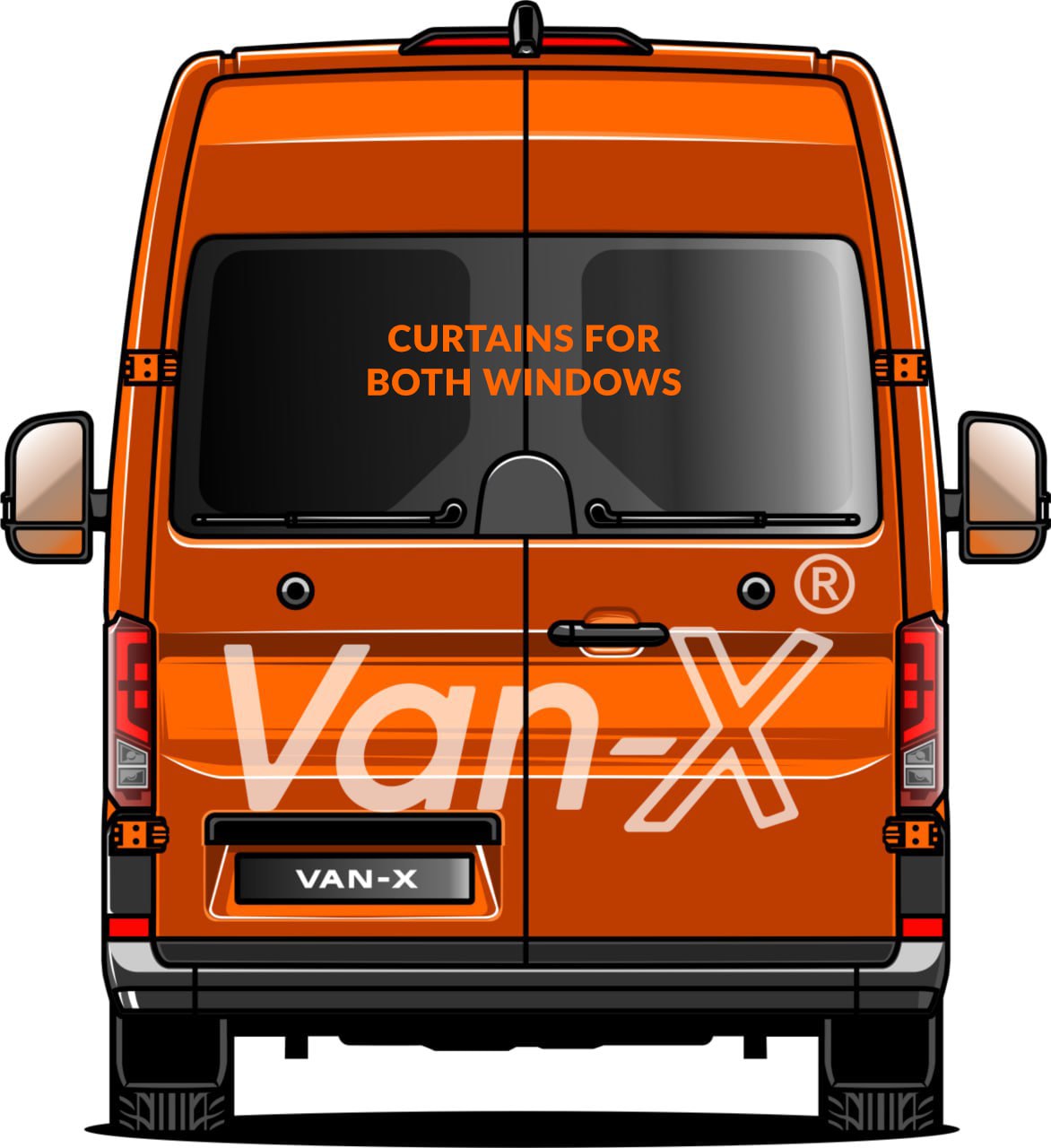 VW Crafter Premium Window Curtains Van-X - Black/Grey