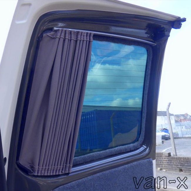 VW T6 Transporter Van Conversion Premium Curtains Van-X - Black/Grey