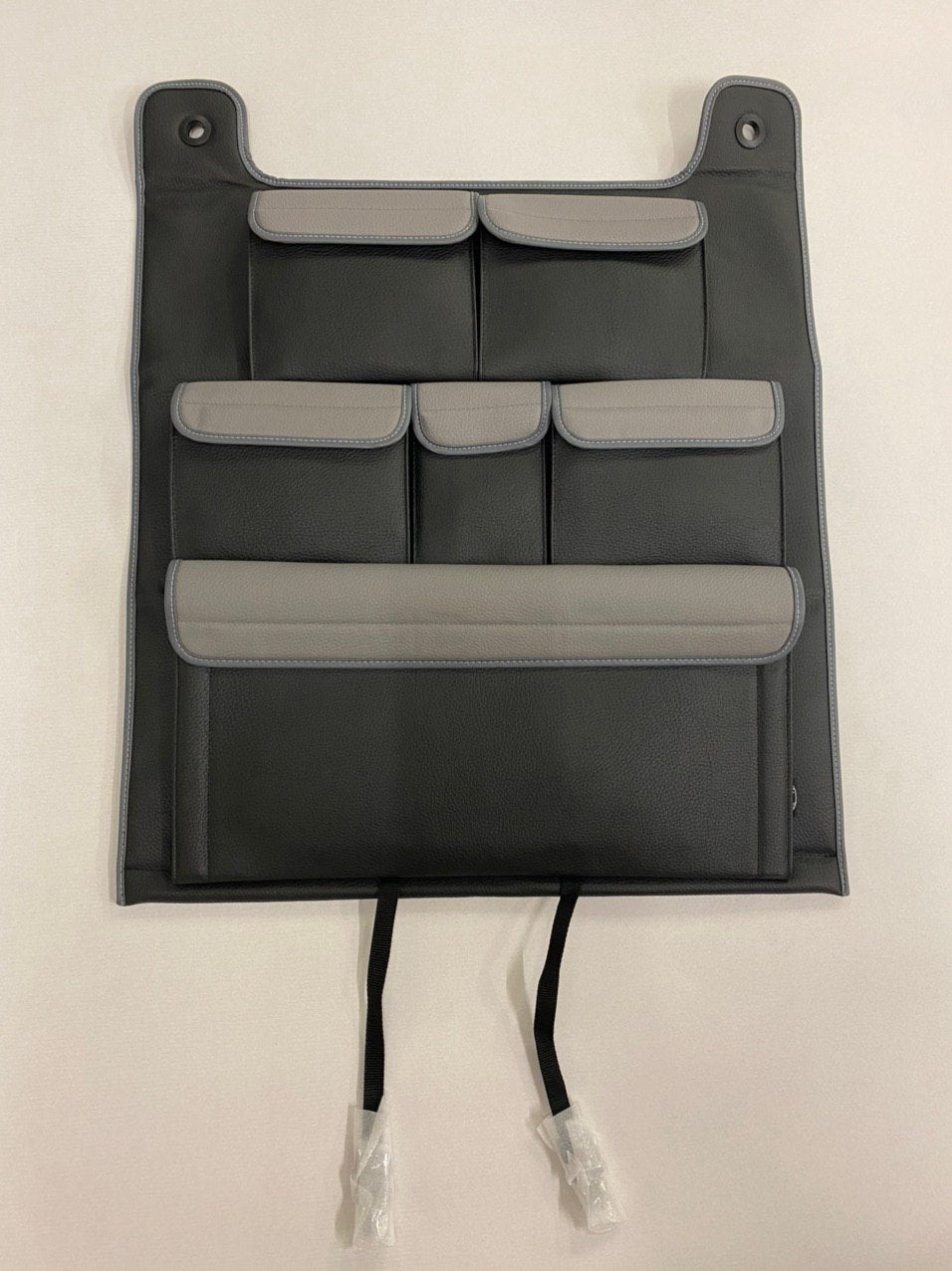 VW T5 / T5.1 / T6 Transporter dubbele achterbankorganizer (zwart met grijze deksels)