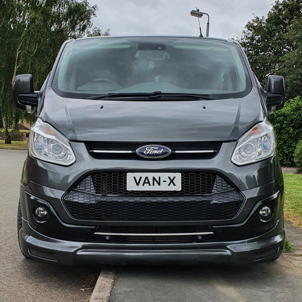 For Ford Transit Custom Front Grille Honeycomb Modified 2012 - 2018 MK1 Gloss Black Painted and Ready to Fit